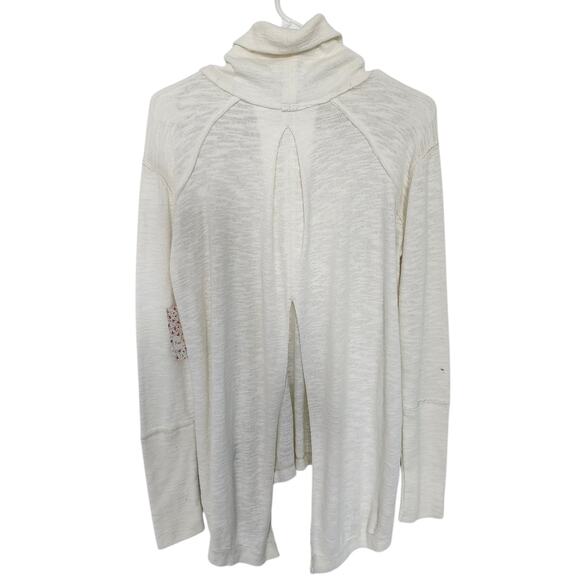 Free People We The Free Knit Pullover XS Split Back Ivory Beach Cozy Oversized - Picture 2 of 8